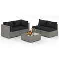 thumbnail image 2 of Costway 5 PCS Outdoor Patio Sectional Sofa Couch PE Rattan Conversation Set Black, 2 of 10