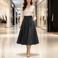 thumbnail image 6 of Skirts for Women Elegant Solid Color Casual Skirt with Elastic Waist for Everyday Wear and Travel Versatile Women's Skirt for Summer Style Black L, 6 of 7