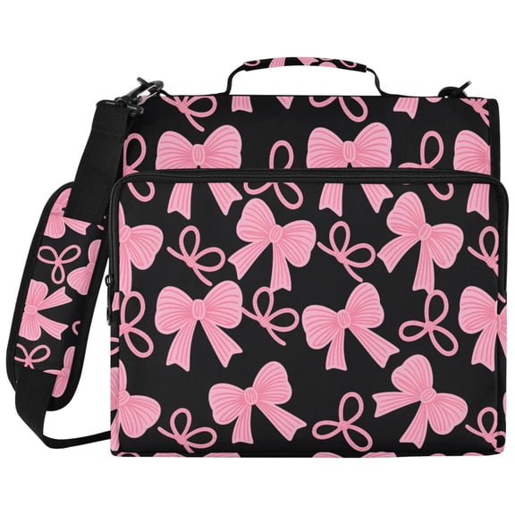 ALAZA Zipper Binder Pink Bows Pattern 2 inch 3 Ring 500 Sheet Capacity Trapper Keeper File Folder Organizer Bag