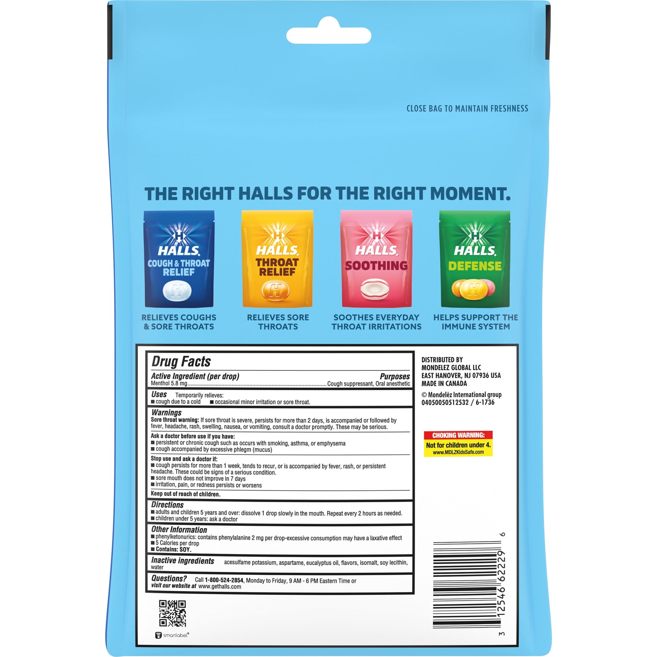 HALLS Cough and Throat Relief Mountain Menthol Sugar Free Cough Drops, Value Pack, 70 Drops