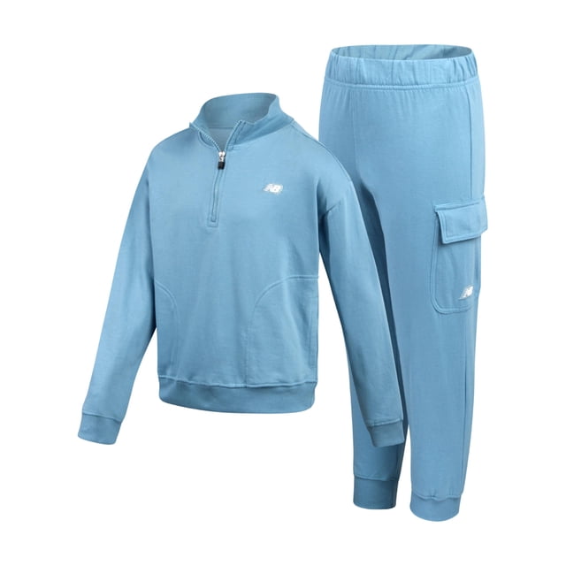 Sudadera New Balance Performance Fleece para niñas de 7 a 8 años, azul