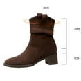 thumbnail image 5 of Women's Mid Calf Boots Suede Slouchy Wide Calf Block Heel Square Toe Slip on Casual Winter Western Ankle Booties, 5 of 7