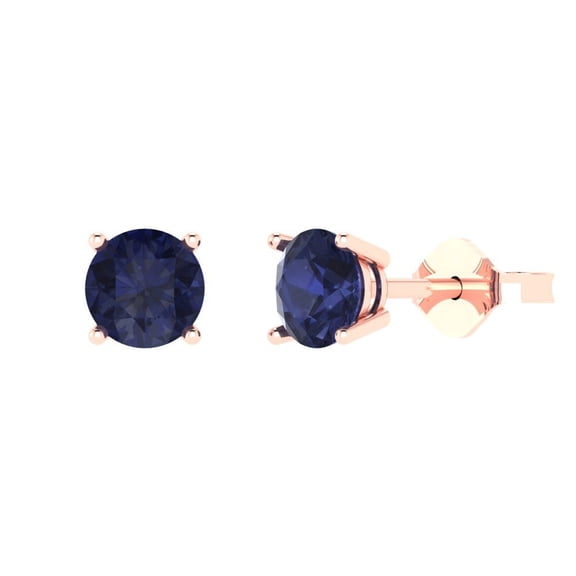 Clara Pucci 2Ct Blue Sapphire Round Cut VVS1 Push Back Stud 18k Solid hypoallergenic Gold Designer Earrings For September