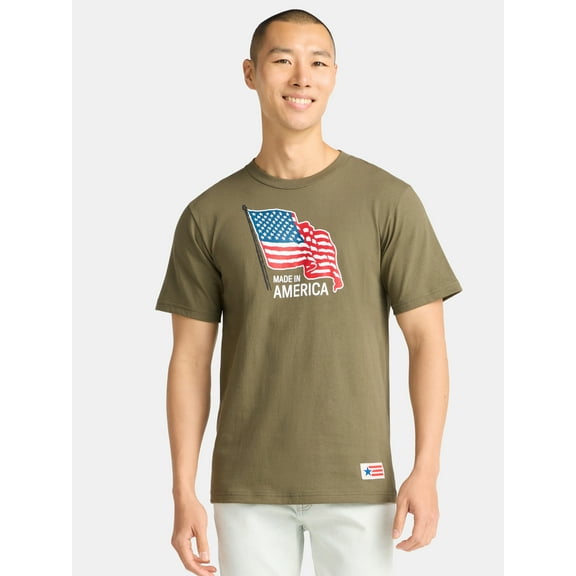 American Giant Unisex Patriotic USA Flag Cotton Tee Shirt, Men's Sizes XS-3XL