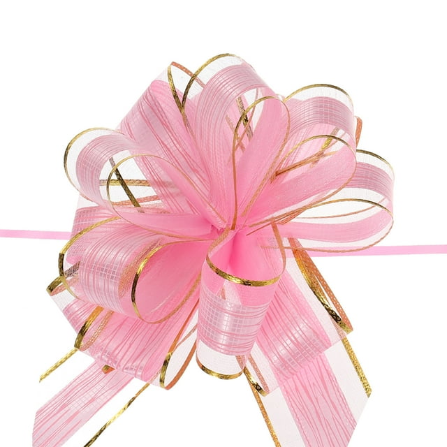 20uds 7 Pulgadas Grande Tirar Lazo Regalo Envoltura Lazos Cinta Organza Rosa para Boda Cestas Regalos Navidad Fiesta Unique Bargains