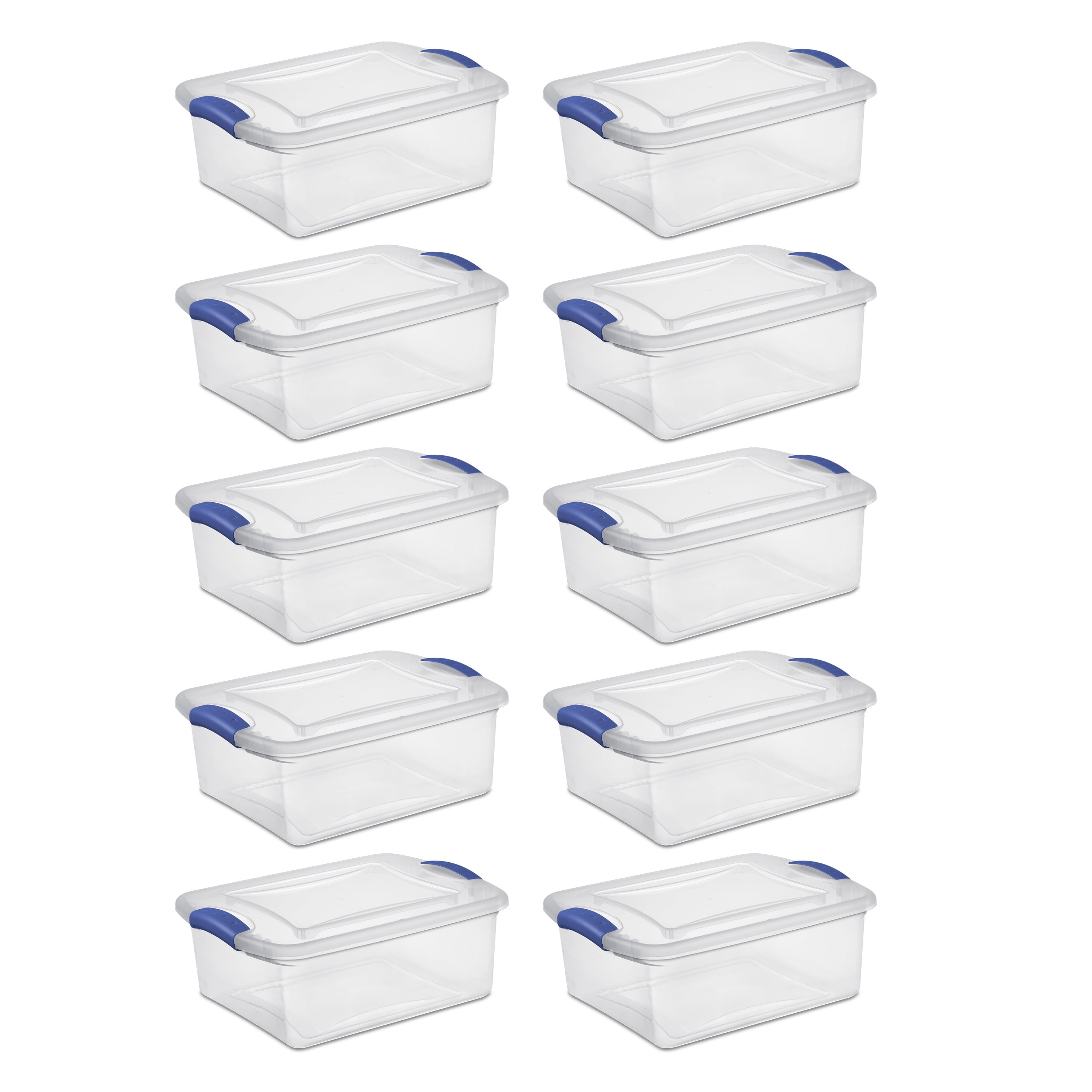 Storage Tote Box Organizer 15 Quart Clear with Latching Lid-Set of 10 