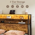 thumbnail image 6 of GUNAITO King Bed Frame with Storage Headboard, 2 Drawers Platform LED Bed Frame with USB Ports & Outlets Brown, 6 of 10