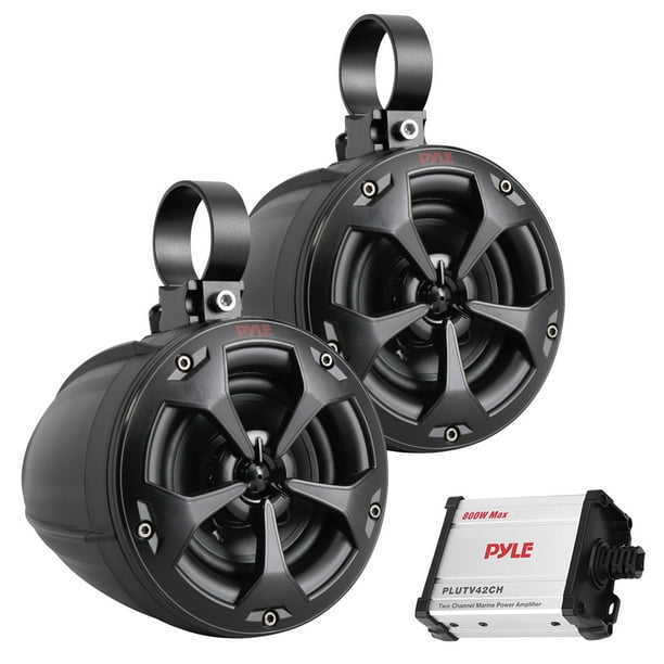 Pyle PLUTV42CH 4Inch 800WattMax Waterproof Marine Wakeboard Tower Speakers With Amp Walmart