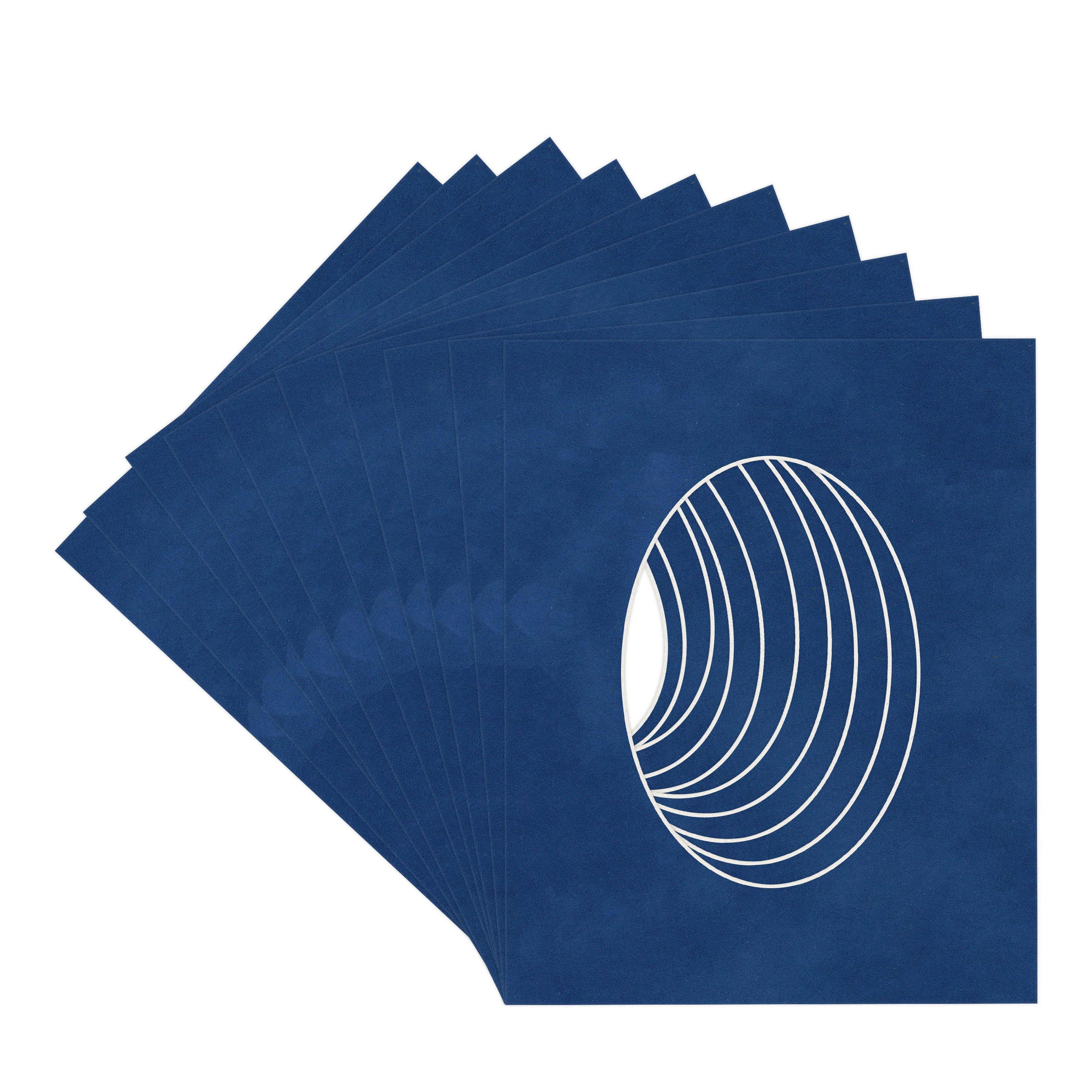 Brooke Blue Suede Picture Frame Mat for 18x24 Frames - Oval Opening for 12x18 Photos - 10 Mats