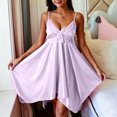 thumbnail image 2 of CHUMUD Petite Womens Summer Nightgowns V-Neck Spaghetti Strap Nightgown, Casual Sleeveless Pajamas Babydoll Sleep Dress, 2 of 8