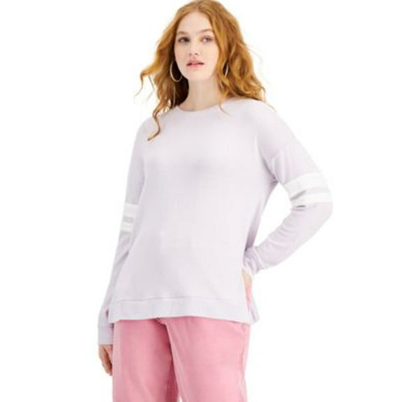 MSRP $39 Hippie Rose Juniors' Striped-Sleeve Top Purple Size Medium NWOT