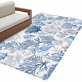 thumbnail image 2 of Navy Blue Coral Area Rugs 3x5 for Living Room, Summer Beach Coastal Ocean Nautical Non Slip Washable Rug Runner, Low Pile Indoor Floor Carpet Mat Bathroom Rugs for Bedroom, Kids Room, 2 of 9