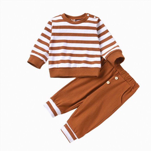 Wonitaaizi Toddler Boy Long Sleeve Winter Outfit Set 2-Pieces Clothing Long Sleeve Top and Pants Set (6-12 Months,Yellow)