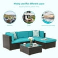 thumbnail image 7 of ACEGOSES 5 Pieces Patio Furniture Sets Outdoor Sectional Rattan Conversation Sofa, Tempered Glass Tabletop - Dark Brown Wicker/Lake Blue Cushions, 7 of 7
