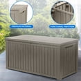 thumbnail image 4 of DEXTRUS Coffre de Terrasse Extérieur en Résine de 180 Gallons, Rangement de Mobilier de Patio Étanche et Verrouillable avec Séparateur Intégré, Brun, 4 of 9