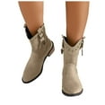 thumbnail image 5 of Mostsola Cowboy Boots for Women Retro Buckle Studded Western Booties Suede Cowgirl Short Boots, 5 of 9