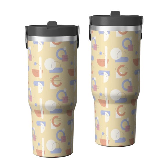 Modern 30oz Handheld Travel Tumbler with Handle – Double Wall Stainless Steel Insulated Cup, Flip Straw Lid, Leak-Proof & BPA-Free for Hot and Cold Drinks – Durable Coffee & Juice Mug White