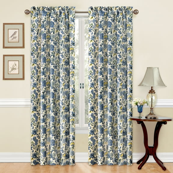Waverly Navarra Porcelain Curtain Collection – Panel - 100% Polyester Jacquard - 52" X 84"