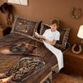 thumbnail image 3 of Erosebridal Bohemian Cowboy Boots Hat Full Size Sheets,Rustic Horseshoe Texas Stars Pattern Bed Sheets 4 Pieces, 3 of 6