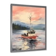 thumbnail image 2 of Designart "Sunset Boat Lights Blue Harbor" Coastal Framed Wall Art - Coastal Blue Coastal Sunset Entryway Framed Wall Art, 2 of 6