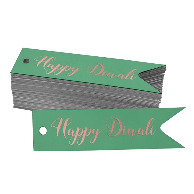 Inkdotpot Real Rose Gold Foil Happy Diwali Tags Favor Hang Paper Tags 50 Pieces