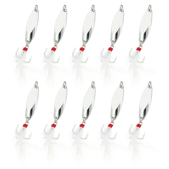 Uxcell 10Pcs 1/5 oz Metal Fishing Spoons Fishing Lures Casting Spoon Silver Tone