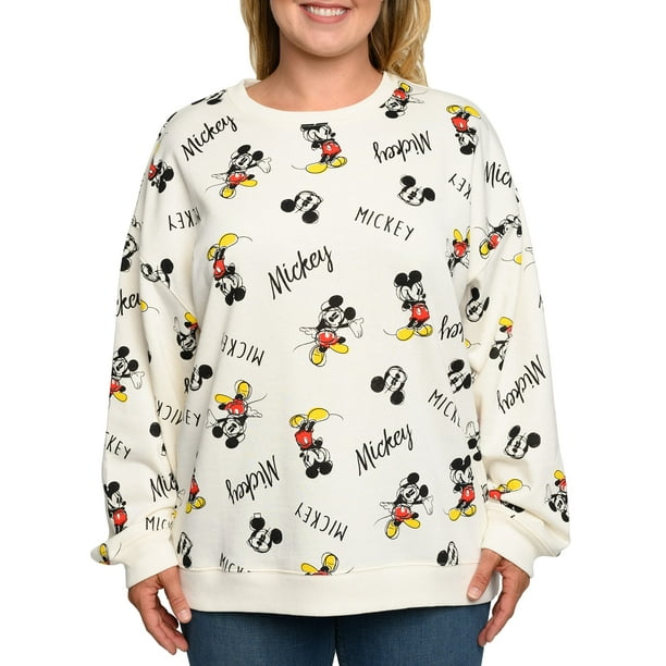 Sudadera Disney con forro polar Mickey Mouse, talla grande, para mujer