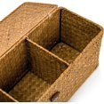 thumbnail image 4 of GoXteam 3 Compartment Hand-Woven Wicker Toilet Paper Storage Bin with Lid, Bathroom Organize Basket for Shelves, Kitchen Cabinets, Pantry, Bathroom, Closets, Light Orange, 4 of 7