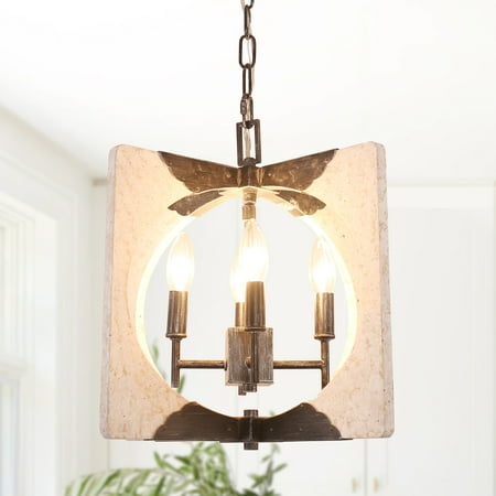 

Cusp Barn Rustic 4-Light Wood Accents Chandelier Farmhouse Shabby Lantern Pendant Light