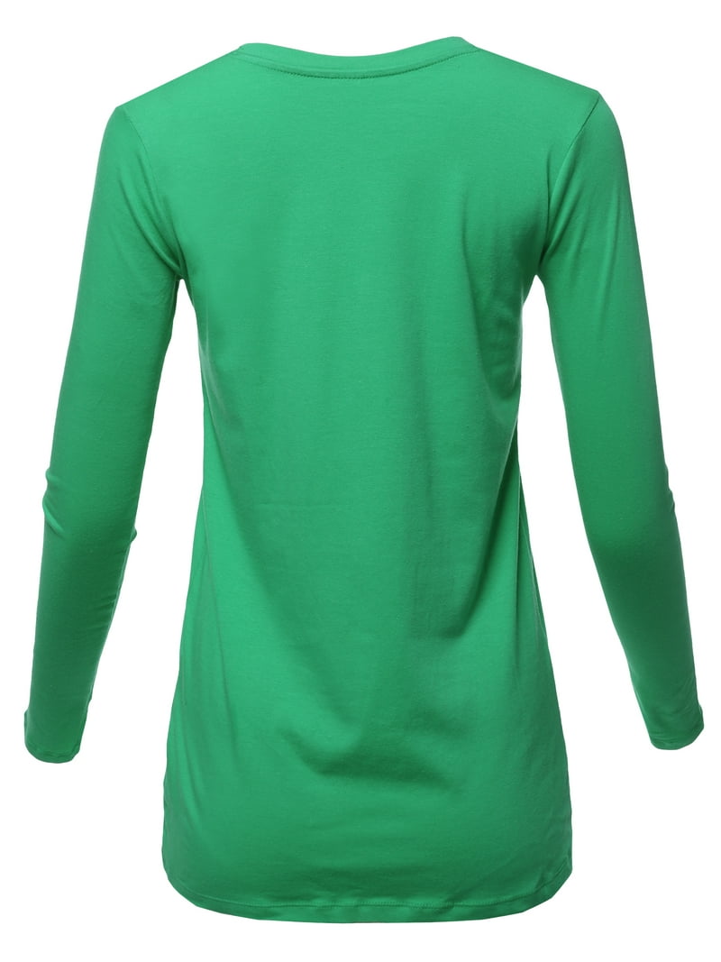 A2Y Women's Basic Solid Soft Cotton Long Sleeve Crew Neck Top