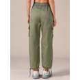 thumbnail image 4 of DARING DIVA Women's Cargo Joggers Streetwear Pockets Casual Pants Medium Army Green, 4 of 6