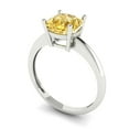 thumbnail image 2 of 2 ctw Solitaire Anniversary Ring for Women | Cushion Cut Simulated Yellow Diamond | Hyperallergenic Solid 18K White Gold, 2 of 5