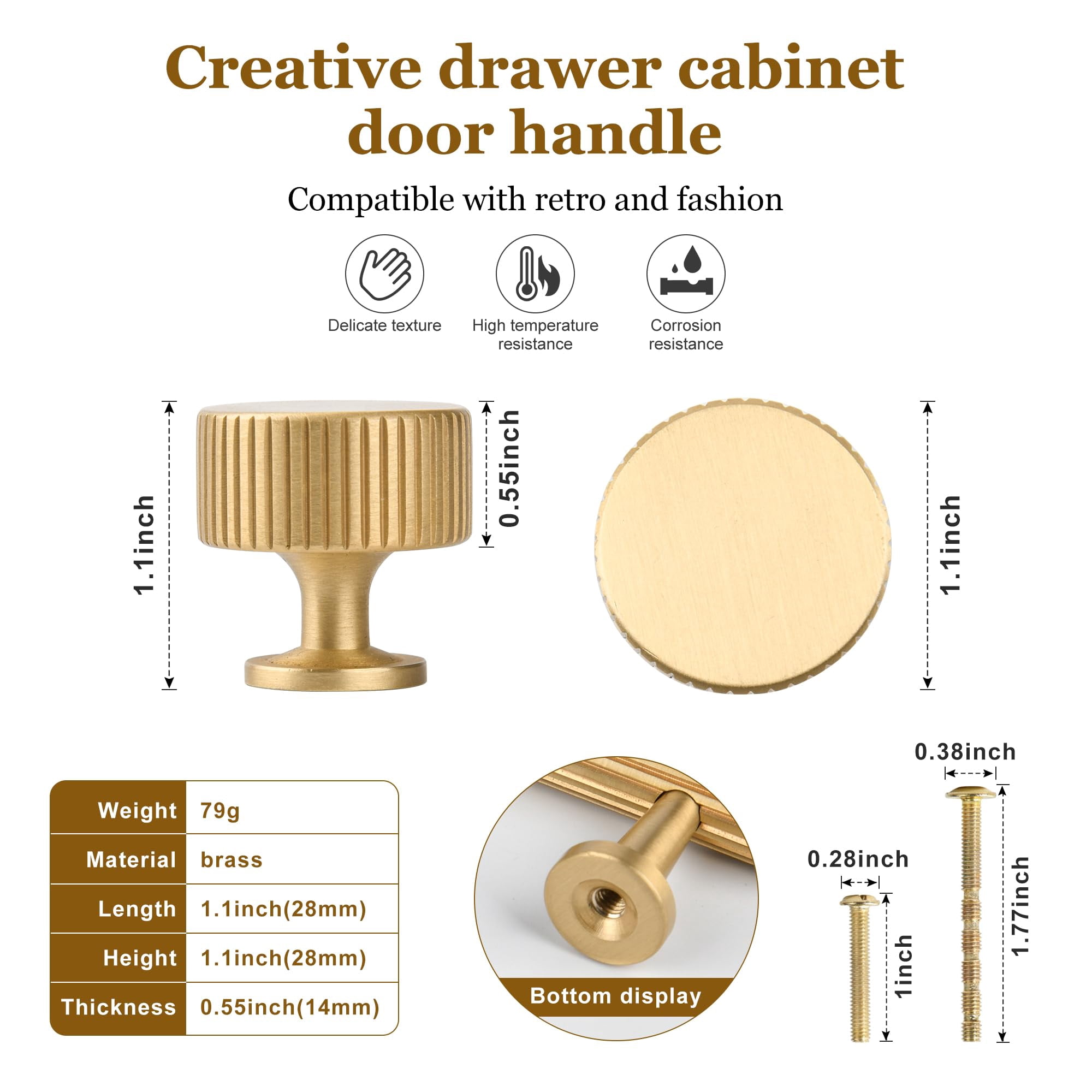 Antique Brass Kitchen Cabinet Knobs Solid Brass Pulls for Dresser Drawer Vanity Closet Wardrobe, Modern Bathroom Bedroom Living Room Cabinet Hardware