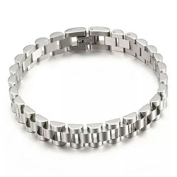 EOEMY 10mm 8" Women Men Stainless Steel Bracelet Bangle Wristband Cuff Chain Jewelry-Silver