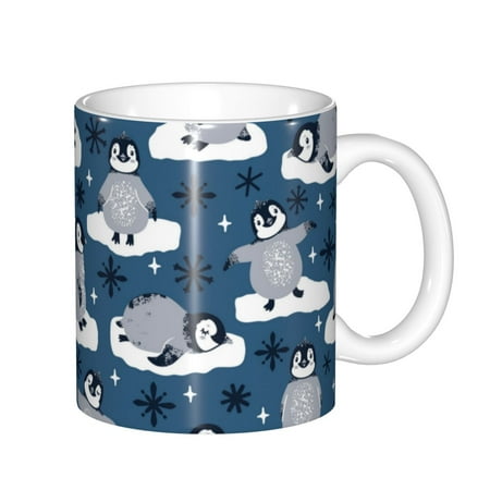 

Yiaed Snow Penguin Print Ceramics Coffee Large Handle Design Extra Large Tea and Coffee Cup for Office and Home Mugs