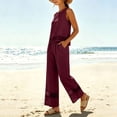 thumbnail image 4 of Enjoytime Summer Vacation Outfits for Women Travel Casual Linen 2 Piece Sets Lace Tank Tops and Wide Leg Pants Plus Size Set, 4 of 8