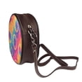 thumbnail image 4 of Leather Shoulder Round Bag 7.1×2.36in Fashion Casual Crossbody Bag Shoulder Bag For Work Travel Business Shopping Date Darkorchid Tie Dye Background Rainbow Colors Tie-Dye Pattern, 4 of 5
