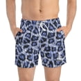 thumbnail image 3 of Blue Leopard Print Swim Trunks, 3 of 6