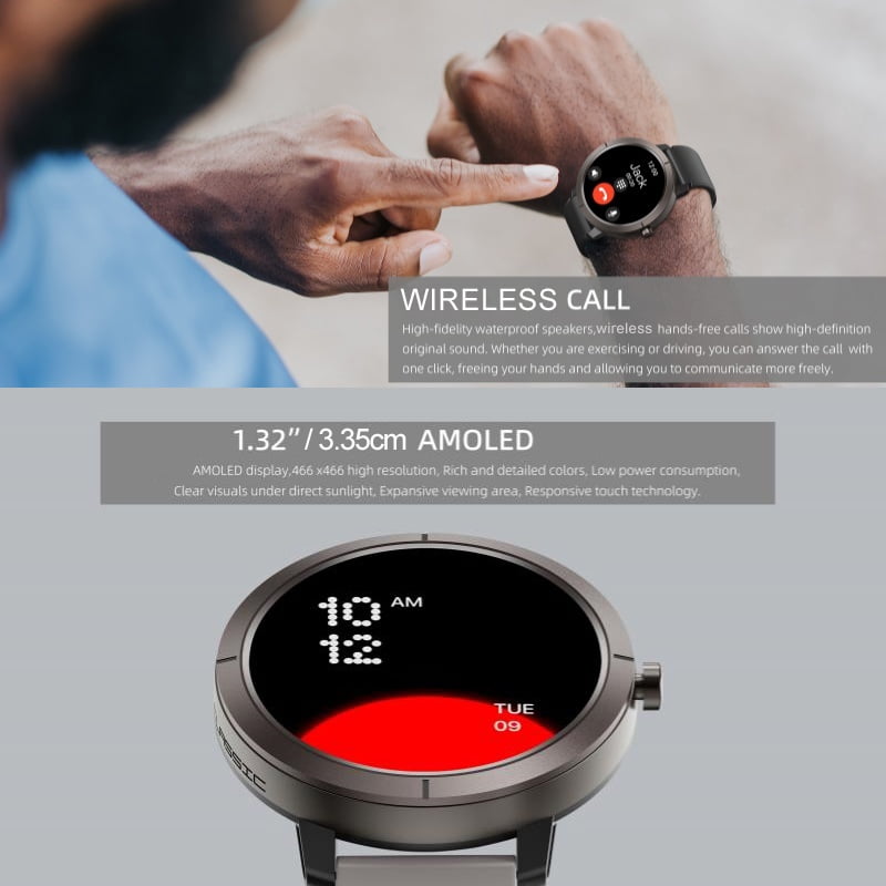 AIEK New DM76 Smart Watch 5ATM Waterproof Swimming GPS Built-in Dual-band GNSS 466*466 Compass Military Bluetooth call Sport Smartwatch Men Woman