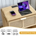 thumbnail image 4 of YOCWO Nightstand with Charging Station for Bedroom Set of 2 , Linen Bedside Table Set of 2 with Drawers, Natural, 4 of 7