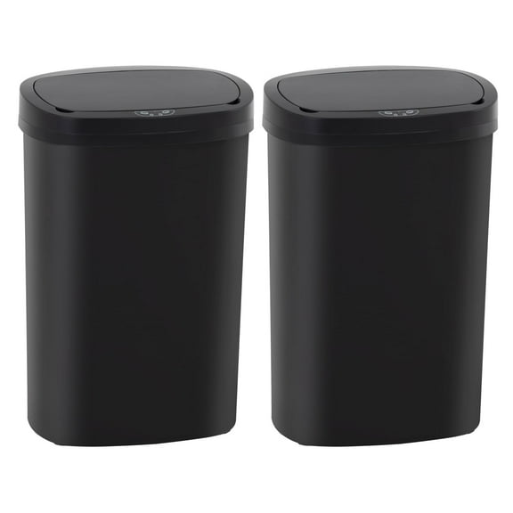 PayLessHere 13Gal Trash Can - Touchless Automatic Lid, Plastic Garbage Can for Kitchen  (2, Black)