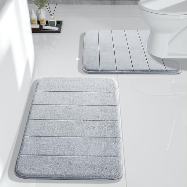Juego de alfombrillas de baño Yimobra de espuma viscoelástica de 2 piezas, alfombras de baño suaves