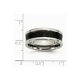 thumbnail image 6 of Solid Titanium Black Carbon Fiber-Inlay 8mm Men's Wedding Band Ring Size 11, 6 of 7