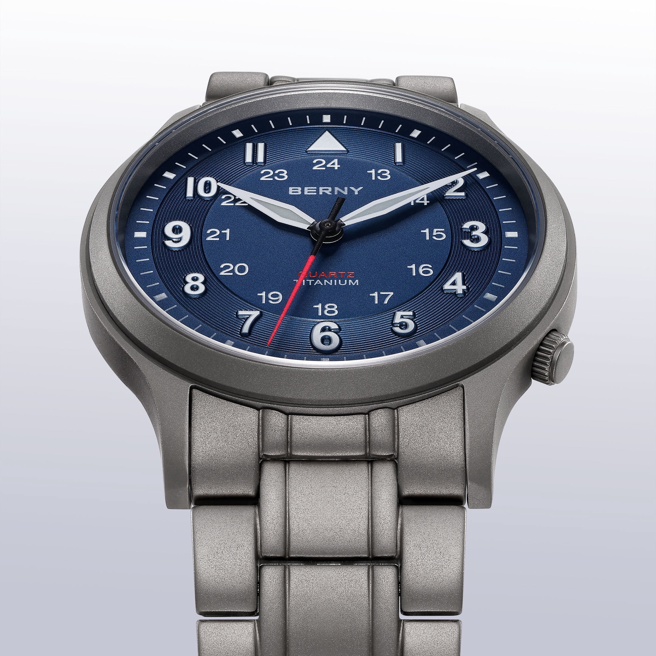 BERNY Titanium Watches for Men, Japanese Quartz Movement Men's Field Watch, 5ATM Waterproof Military Wristwatch for Men, Analog Sport Watches with Super Luminous, Blue