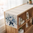 thumbnail image 6 of Blue Spring Floral 108 Inch Table Runner, Watercolor Summer Flowers Vintage Farmhouse Dresser Scarf Cotton & Linen Tablerunner for Dining/Kitchen Island/Holiday Party Décor 13" x 108", 6 of 9