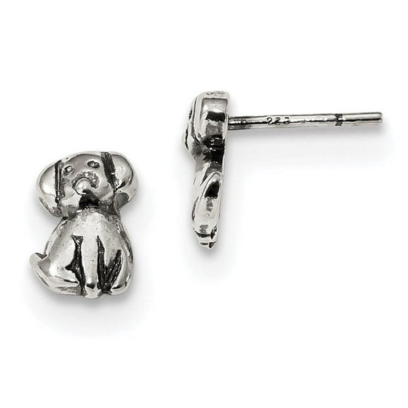 Primal Silver Sterling Silver Antiqued Dog Post Earrings