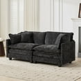thumbnail image 3 of Tcbosik Chenille Loveseat, 2-Seater Sectional Couch with Pillow, 78" Modern Comfortable Sofa for Apartment, Bedroom, Living Room, Lounge Room, Black, 3 of 6