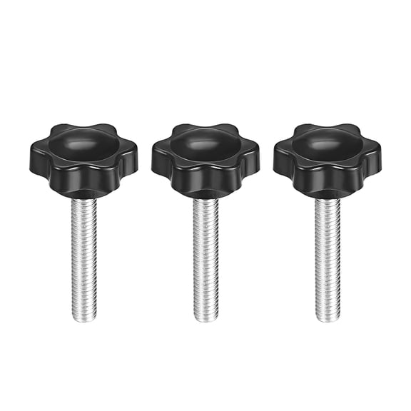 Clamping Screw Knob , Plum Hex Shaped Grips Star Knob M6 x 40mm Male Thread , 3Pcs