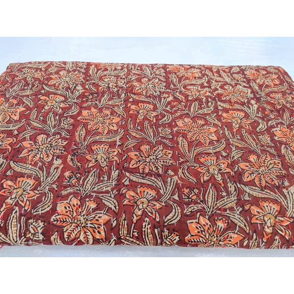 Ozark Textile Red Hand Stitched Breathable Queen Bedspreads
