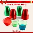 SYNCFUN 72 Pcs Disposable Plastic Drinking Cups, 9 OZ Christmas Clear